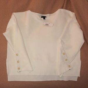 J. Crew boxy white sweater Sz L brand new